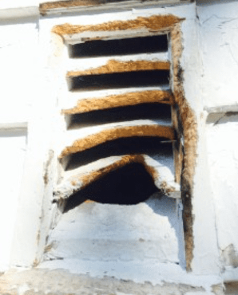Old vent with missing panels